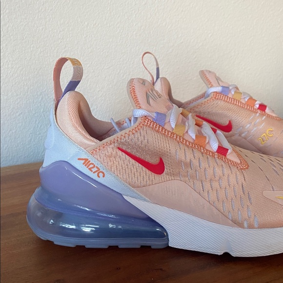 Nike Air Max 270 athletic sneaker washed coral orange white running shoes 6.5 - Picture 3 of 16